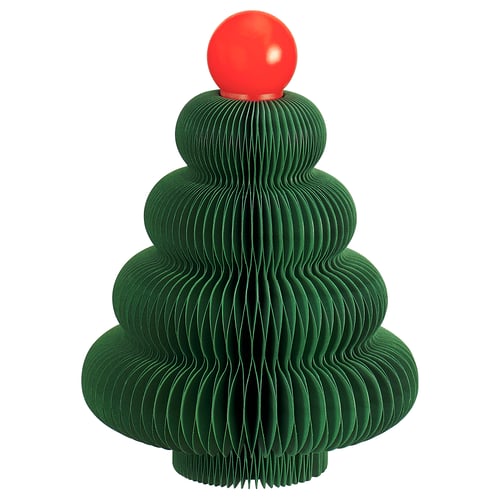 STRÅLA LED table decoration, battery operated/tree green