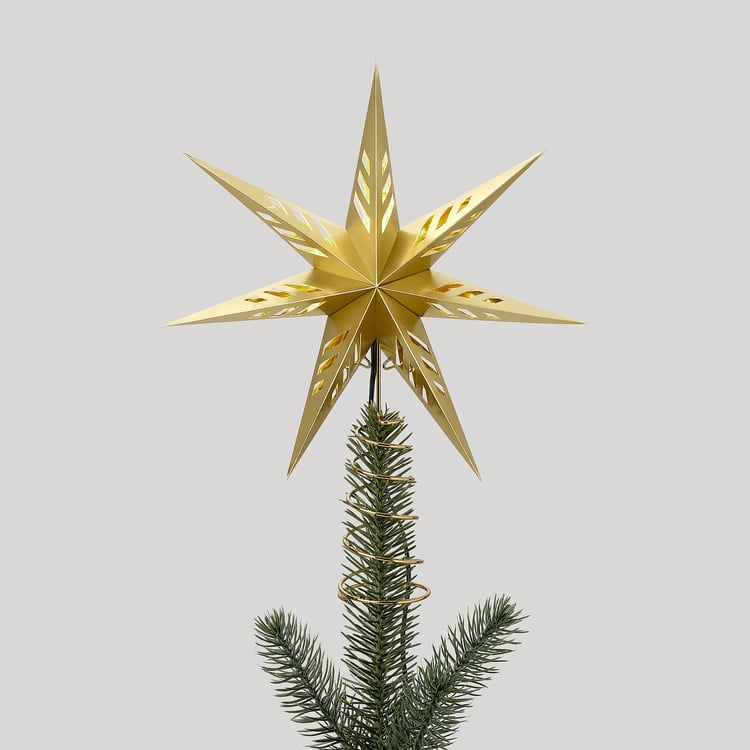 STRÅLA LED tree topper star, battery operated gold IKEA