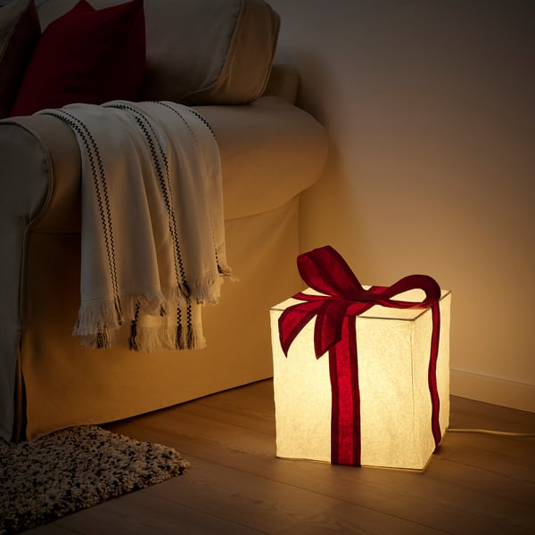 STRÅLA Table lamp, box/red