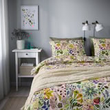 STRANDLUMMER Comforter cover and pillowcase, multicolor/floral pattern, 150x200/50x80 cm