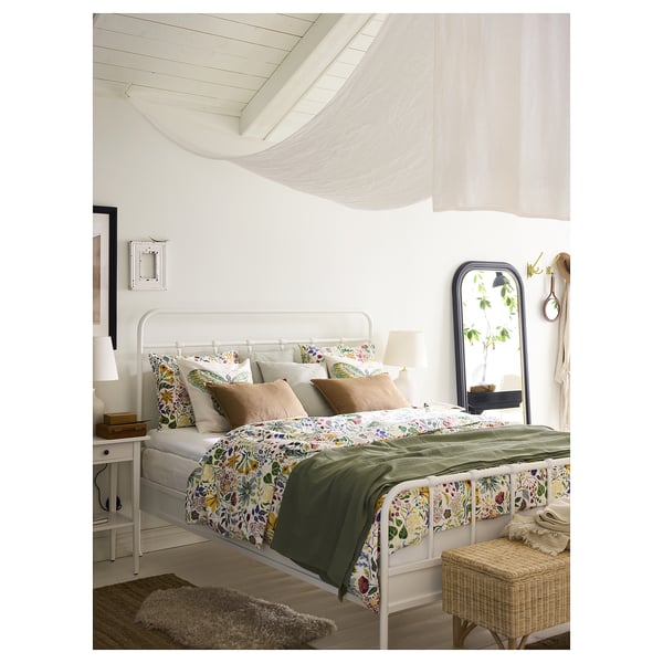 STRANDLUMMER Comforter cover and pillowcase, multicolor/floral pattern, 150x200/50x80 cm