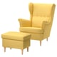 STRANDMON Wing chair with ottoman, Tibbleby yellow