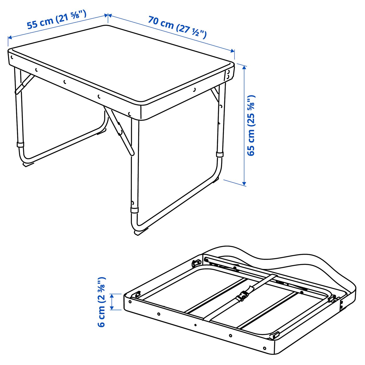 STRANDÖN folding table, bright yellow, 70x55 cm (271/2x215/8