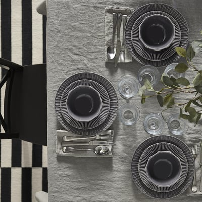 STRIMMIG Side plate, stoneware gray, 21 cm