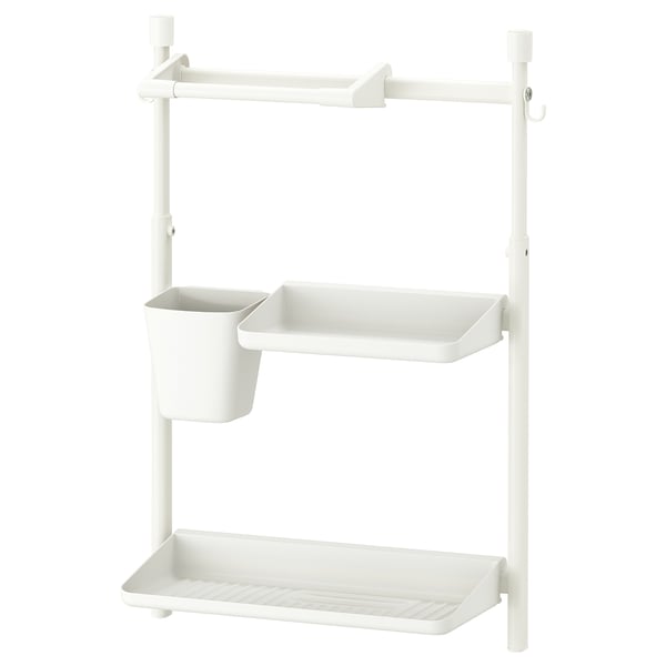 SUNNERSTA Kitchen organizer set, no drill/shlf/dsh drnr/kit roll hldr/cont
