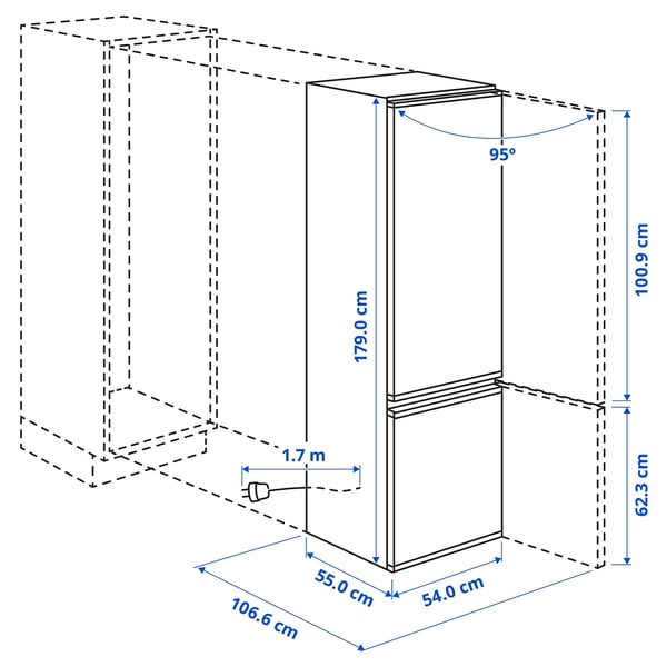 SUPERKALL Refrigerator/freezer, No Frost/white built-in, 180/68 l