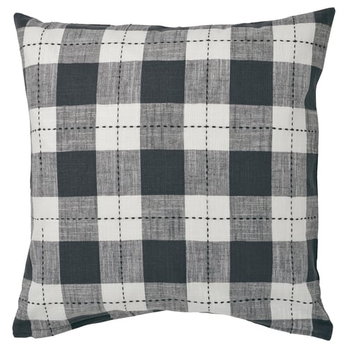 SVAMPFLY cushion, anthracite check, square shape, zip closure, cotton.