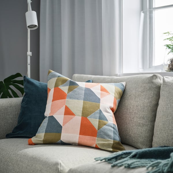 SVARTHÖ Cushion cover, orange/multicolor, 50x50 cm
