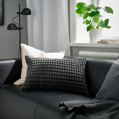 SVARTPOPPEL Cushion cover, anthracite, 40x58 cm