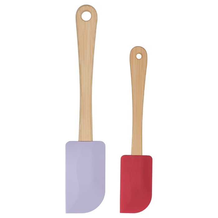 TABBERAS Spatula, set of 2, bamboo/silicone red/lilac IKEA