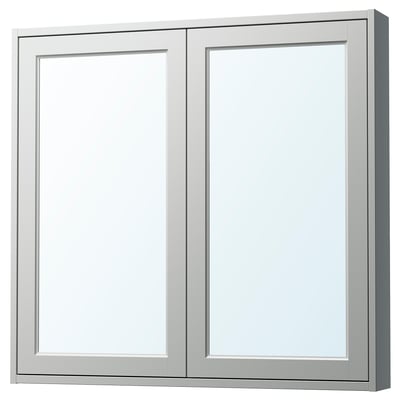 TÄNNFORSEN Mirror cabinet with doors, light gray, 100x15x95 cm
