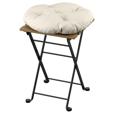 TÄRNÖ Stool, outdoor, folding black/light brown stained/Kuddarna light gray-beige, 39x79 cm