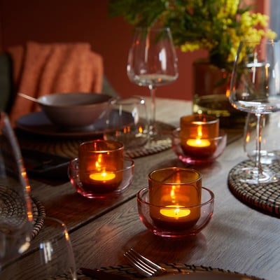 Pink round & brown cylindrical tealight holders, for tealights or small items.