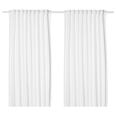 TIBAST Curtains, 1 pair, white/with heading tape, 145x250 cm