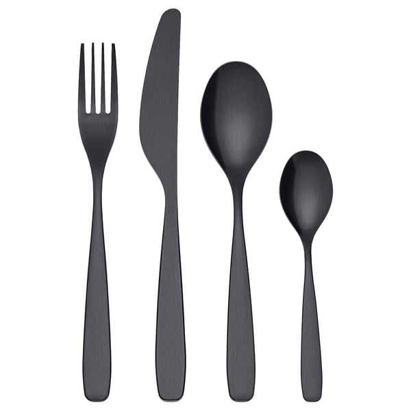 TILLAGD 24-piece flatware set, black