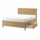 TONSTAD Bed frame with storage, oak veneer, 150x200 cm