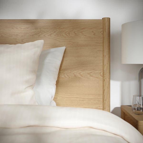 TONSTAD Bed frame with storage, oak veneer, 150x200 cm