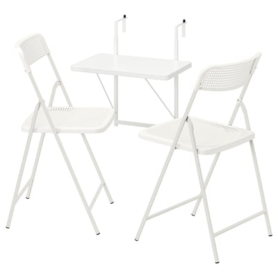 TORPARÖ Wall table+2 folding chairs,outdoor, white/white, 50x35 cm