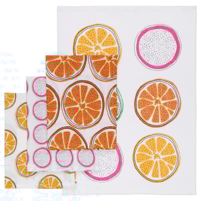 TORVFLY Dish towel, patterned/orange, 45x60 cm