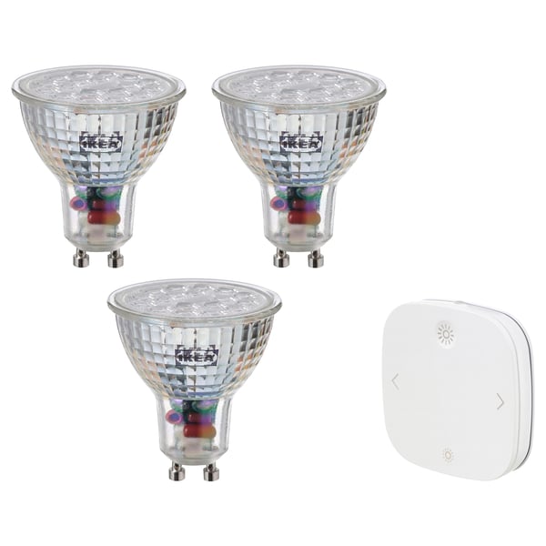 TRÅDFRI Remote control kit, smart wireless dimmable/white spectrum, GU10
