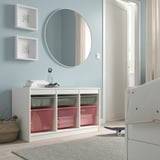 TROFAST Storage combination with boxes, white light green-gray/light red, 99x44x56 cm
