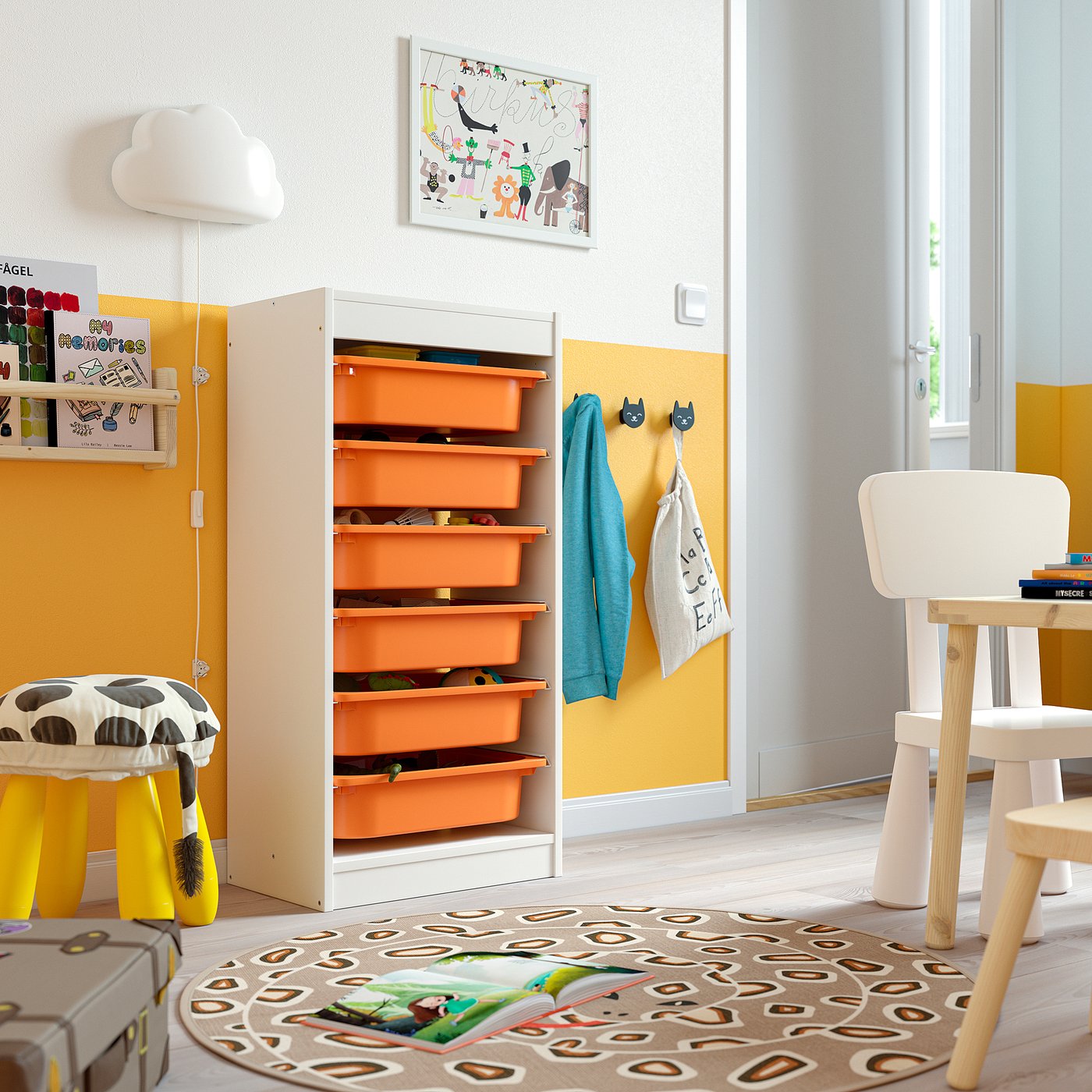 TROFAST Storage combination with boxes white/light orange 46x30x95 cm (18  1/8x11 3/4x37 3/8 