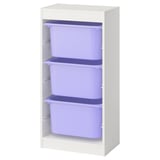 TROFAST Storage combination with boxes, white/lilac, 46x30x95 cm