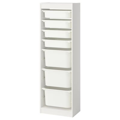 TROFAST Storage combination with boxes, white/white, 46x30x146 cm