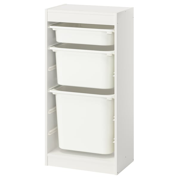 TROFAST Storage combination with boxes, white/white, 46x30x95 cm