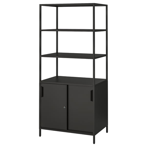 TROTTEN Cabinet with sliding doors, anthracite, 80x55x180 cm