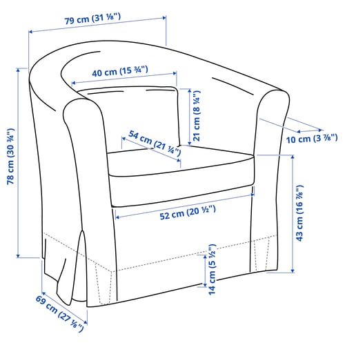 Illustration with measurements for the product: TULLSTA.
