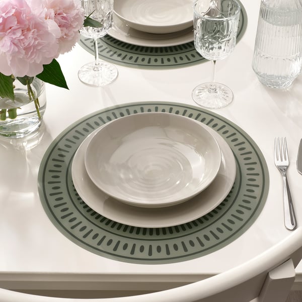 TUVIRIS Placemat, gray-green/patterned plastic, 37 cm