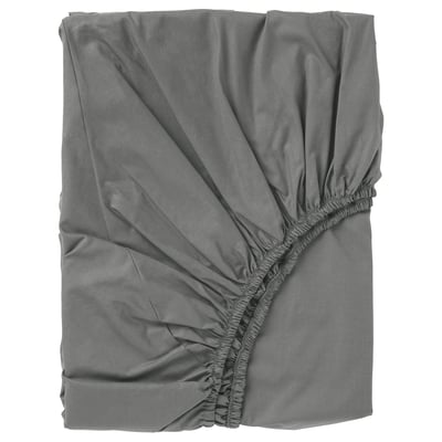 ULLVIDE Fitted sheet, gray, 150x200 cm