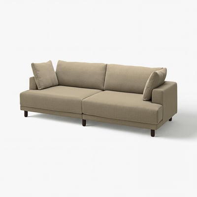 UPPÅKRA sofa, beige. Modern, comfortable, sink-in design. Large cushions, wooden legs, modular.