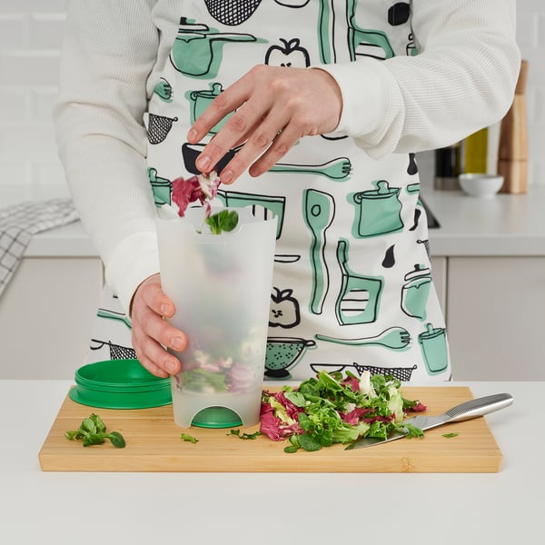 UPPFYLLD Salad shaker with strainer, bright green/clear, 1.4 l