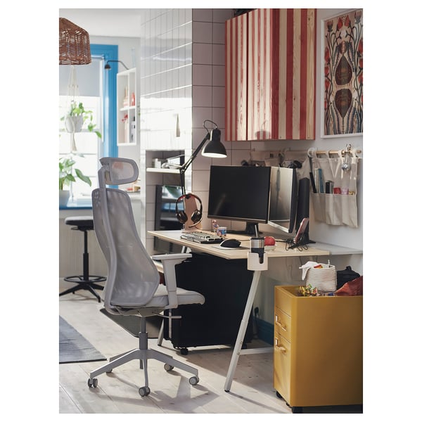 UTESPELARE Gaming desk, ash effect/gray, 160x80 cm