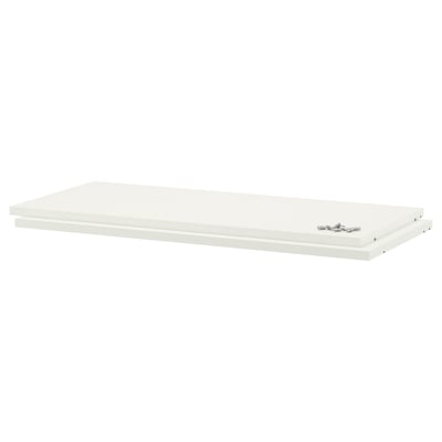A UTRUSTA white melamine shelf, rectangular in shape, with a scratch-resistant surface.
