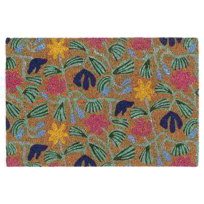 VÄGKURVA Door mat, indoor, multicolor/floral pattern, 40x60 cm