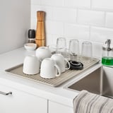 VÄLVÅRDAD Dish drainer, beige/galvanized, 52x35 cm
