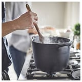 VARDAGEN Pot with lid, enamelled cast iron matte/black, 5 l