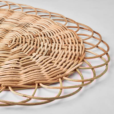 VARGFISK Place mat, natural/rattan handmade, 35 cm