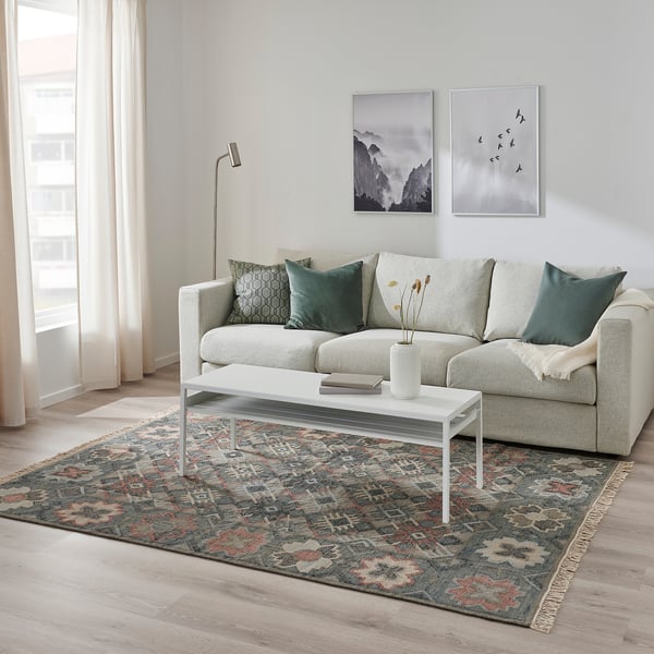 VESTERVIG Rug, flatwoven, handmade multicolor/diamond pattern, 160x230 cm