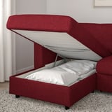 VIMLE 3-seat sleeper sofa with chaise, Lejde red/brown