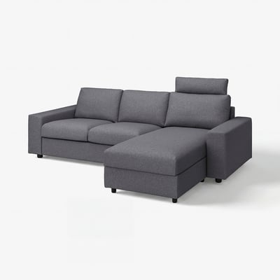 VIMLE Cover for 4-seat sectional, with headrest with wide armrests/Gunnared medium gray