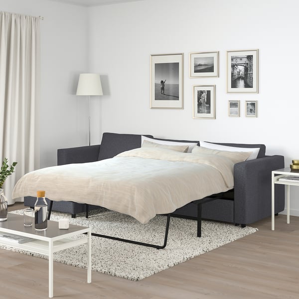 VIMLE Sleeper sofa with chaise, Gunnared medium gray