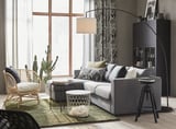 VIMLE Sleeper sofa with chaise, Gunnared medium gray