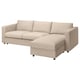 VIMLE Sleeper sofa with chaise, Hallarp beige