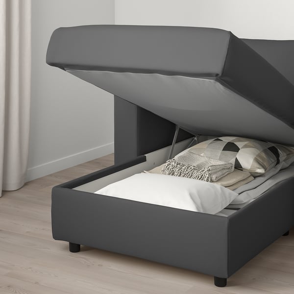 VIMLE Sleeper sofa with chaise, Hallarp gray