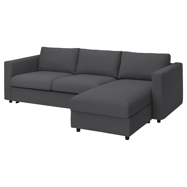 VIMLE Sleeper sofa with chaise, Hallarp gray