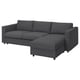 VIMLE Sleeper sofa with chaise, Hallarp gray